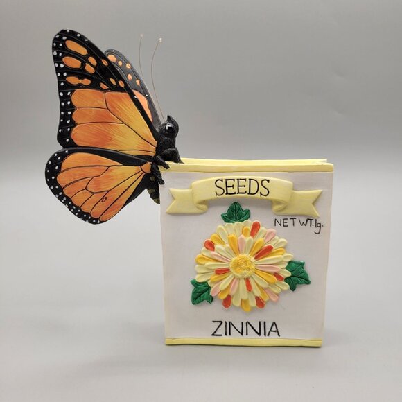 Charming Tails Butterfly Smelling Zinnias Figurine 89/606 Seed Packet - Picture 1 of 10